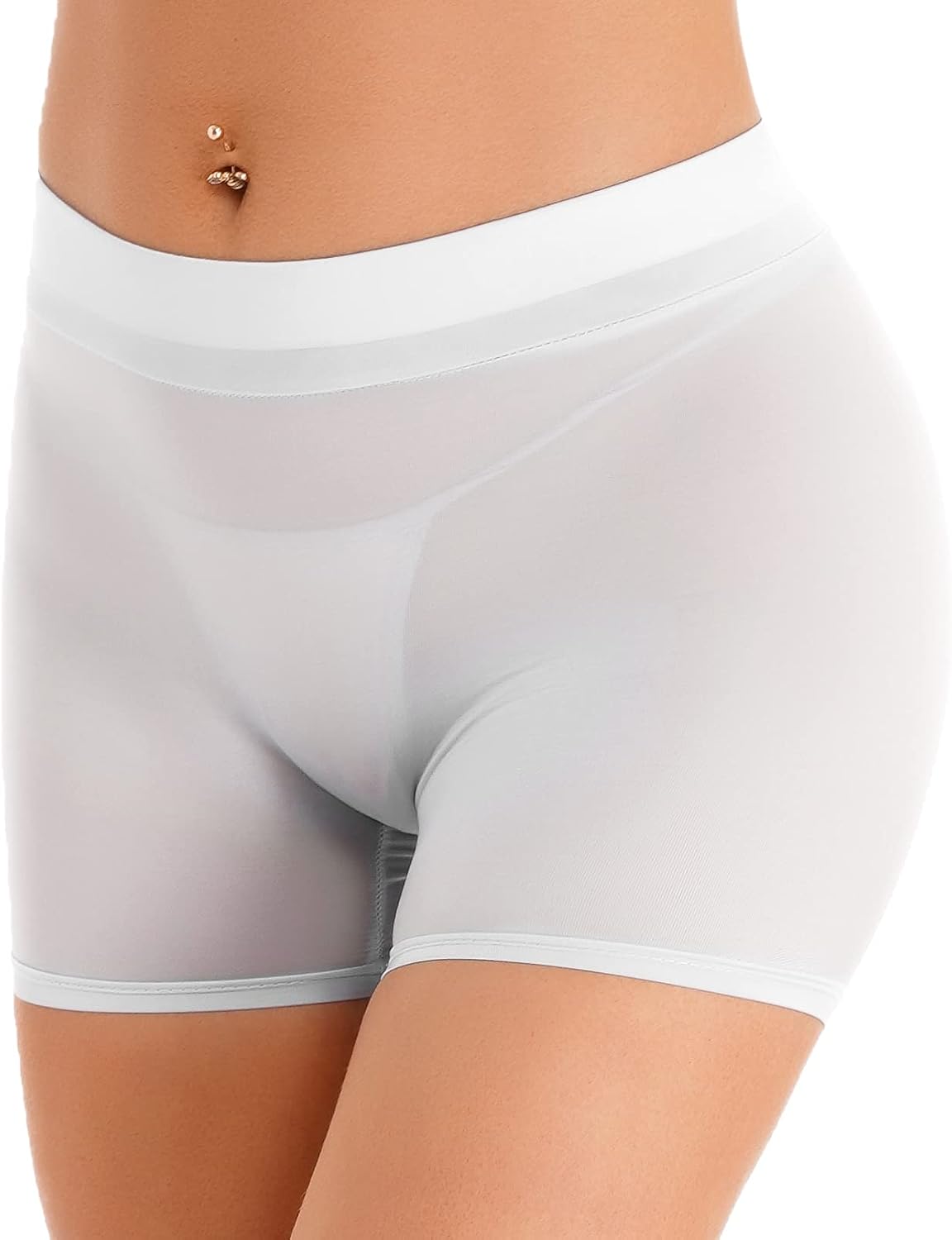 Vxuxlje Women's See Through High Waisted Short Hot Pants Ice Silk Transparent Boyshort Underwear