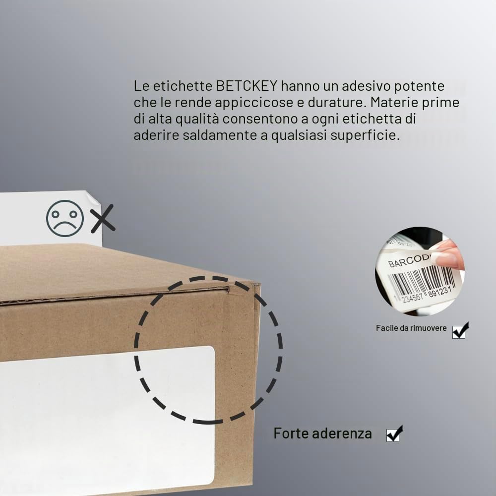 BETCKEY - 102mm x 25mm(4 in x 1 in) Perforated Etichette Termiche Polivalenti Compatibile con stampanti Zebra e altre [10 Rotoli/13750 Etichette]