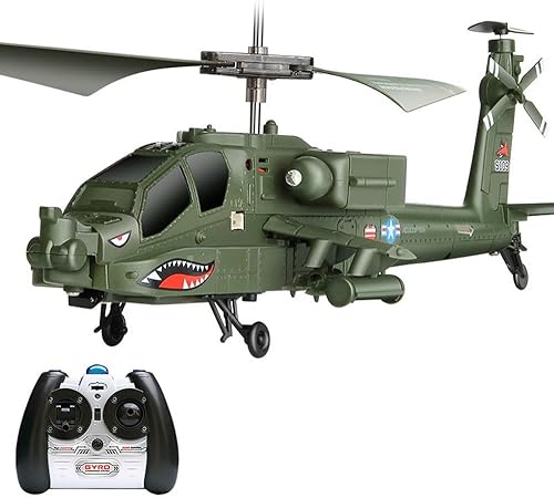 WANZRXX Helicóptero RC 3.5 canales 2.4G helicóptero de control remoto Apache Militar Fighter Modelo Simulación Militar RC Helicóptero con giroscopio