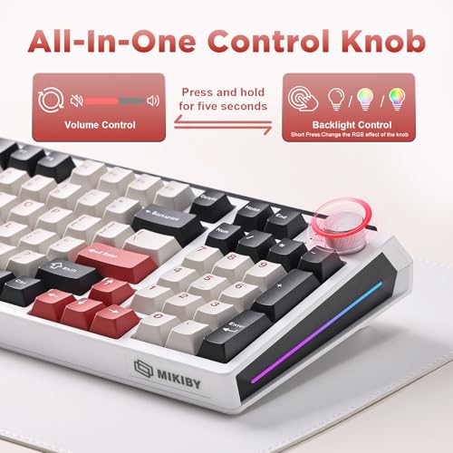 Image of K98 Wireless Mechanical Keyboard,Tri-Mode Gaming Keyboard(White&Red)