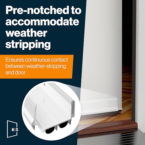 Image of KS Hardware,Patent Pending, Adjustable Double Bubble Door Sweep, Draft Stopper, Under Door Seal for Exterior Doors, 1 3 /4 inch x 42 inch, White (42 inch)