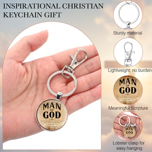 Image of 50 Pcs Christian Gifts for Father Day Man of God Keychains Bulk Religious Bible Verse Gift for Men Pastors Church (Vintage)