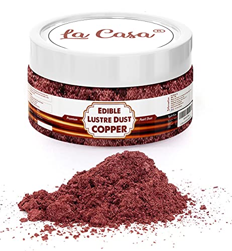 Image of La Casa Premium Edible Lustre Dust - Bright Copper | Pearl Dust Ideal for Cake Icing Decoration & Garnishing | 9gm |