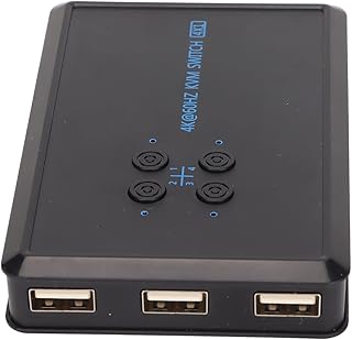 Zunate USB 2.0 Switch Selector, 4K KVM Switcher Adapter USB Peripheral Switcher Box Hub for Mouse, Keyboard, Scanner, Printer, PCs Compatible with Windows for Linux for IOS for Android