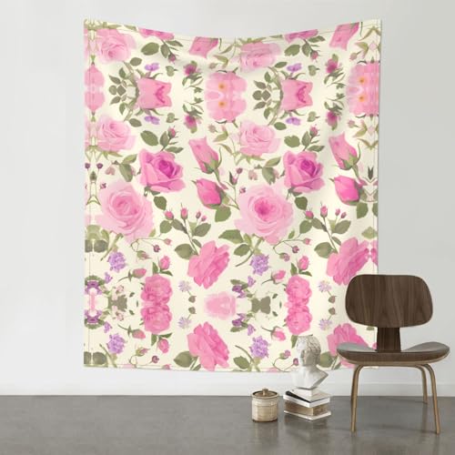 Tapisserie imprimée roses roses 152x129 cm nappe murale douce et légère