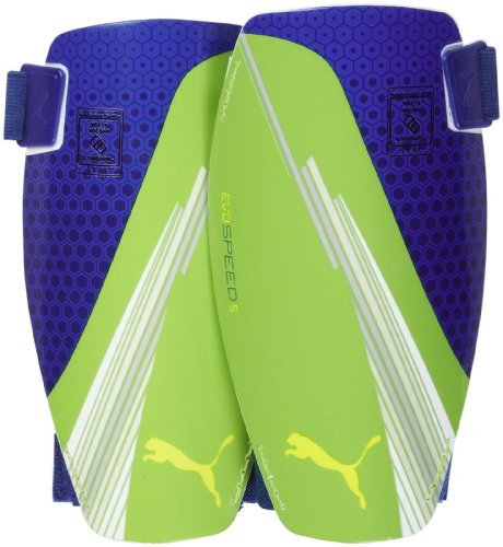 Puma Youth Evospeed 5 Shin Guards, Jasmine Green/Monaco Blue/Gray/Violet - Medium