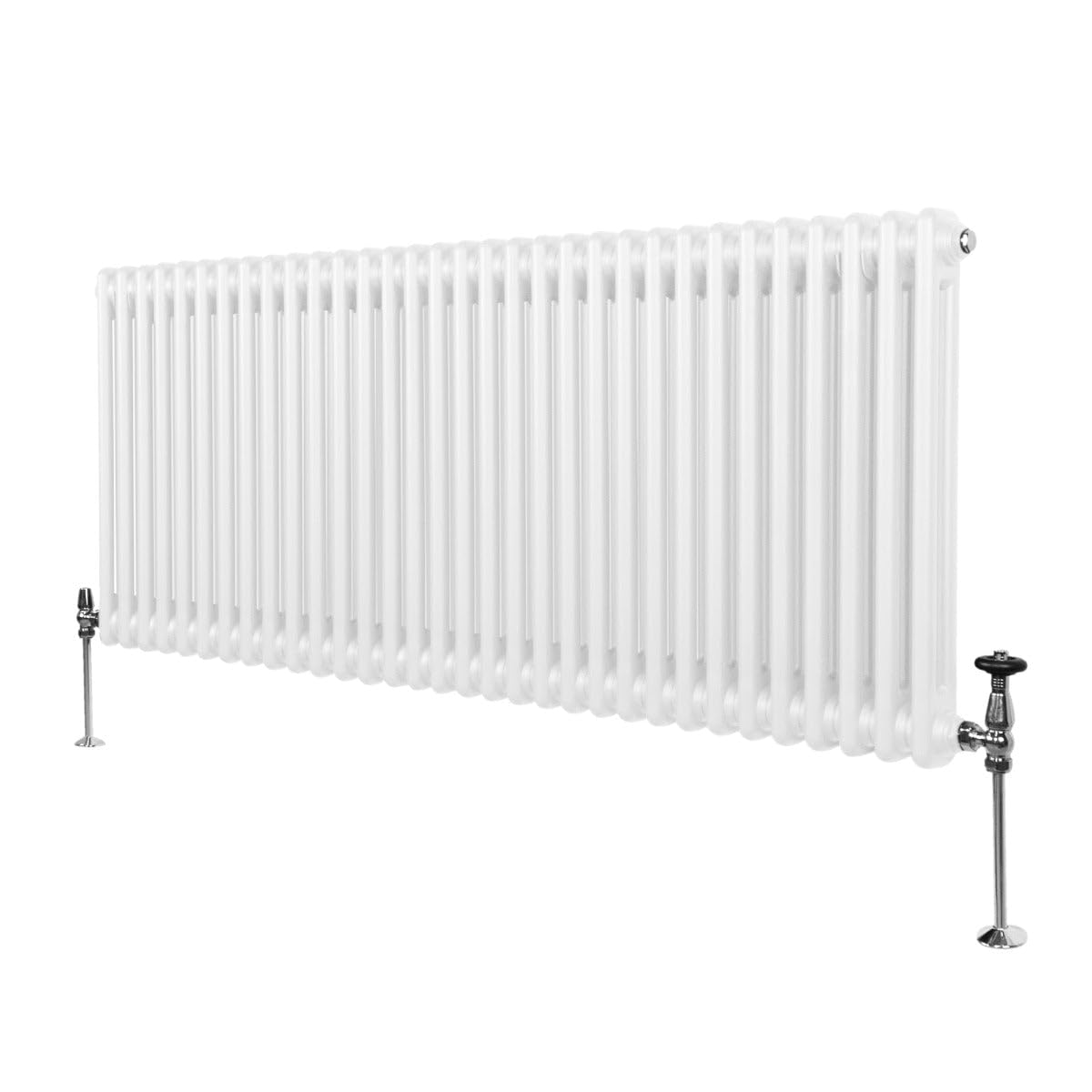 Radiador Tradicional Horizontal de 2 columnas 600mm x 1462mm | Blanco | Acero | Montado en pared | Kit de fijación y soportes + Cepillo de limpieza GRATIS | Calefacción estufa calefactor