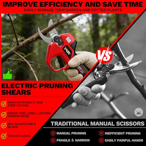 Image of Electric Pruning Shears for Milwaukee Battery, Portable Cordless Pruning Shears with LCD Display＆SK5 Blades, Adjustable Cutting Diameter 0.8-1.2 Inch for Gardening Tree Pruning(NO Battery)