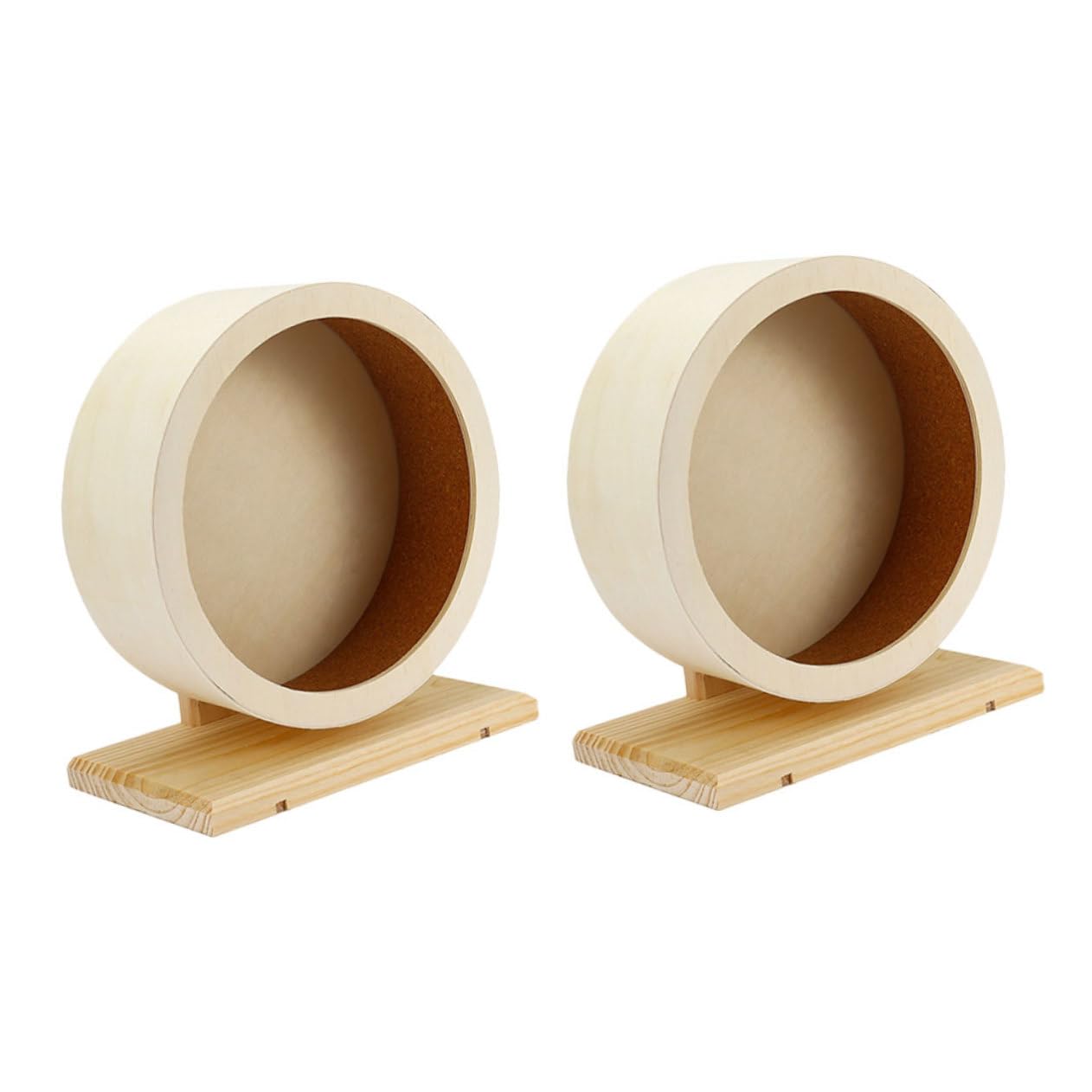 TOYANDONA 2 Piezas Rueda para Hámster Silenciosa de Madera con Diseño de Corcho Superficie y para Ejercicio para Jerbos Chinchillas Erizos y Cobayas Pack