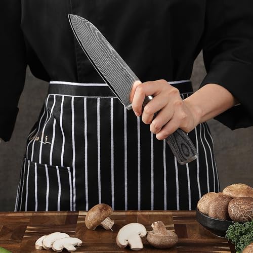 Foto von Wakoli Edis Damastmesser Set 3-teilig I Santoku Messer groß und klein sowie Gemüsemesser Allzweckmesser aus 67 Lagen Damaststahl mit VG10 Kern 60±2 HRC I Pakkaholzgriff I Küchenmesser Set in Holzbox