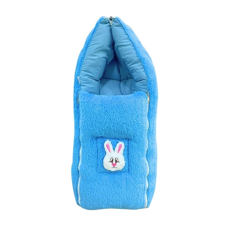 Image of VOIDROP Velvet Blue 3 in 1 Baby Sleeping Bag & Carry Nest | Cotton Bedding Set for Infants & New Born Baby | Portable /Travel & Skin Friendly | 0-6 Months