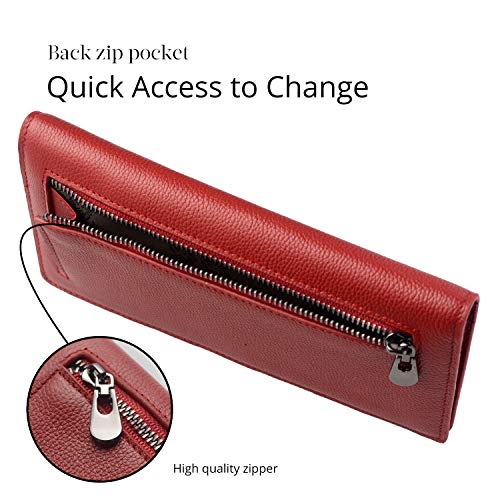 Bveyzi Ultra Slim Thin Leather RFID Blocking Credit Card Holder Bifold Clutch Wallets for Women4