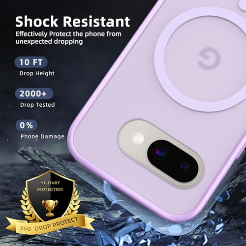 Image of X-level for Google Pixel 9A Case Compatible with MagSafe, Military Grade Drop Protection,Slim Translucent Matte Back Cover Shockproof Anti-Scratch Magnetic for Google Pixel 9A Phone Case,Purple