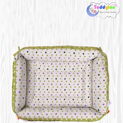Image of Toddylon Flat Bed Baby Bed Bedding Set for New Born Baby | Bed Mattress | Mosquito Net | Neck | | Cotton | Travel Bed | Essentials | Toddlers | Infants | Baby Boy Girl (0-12 Months) Green