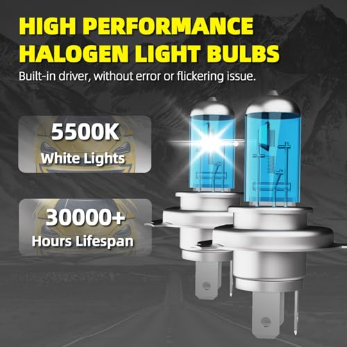 Image of Headlight Bulbs Fit For Toyota Camry 1997-1999, 9003 High Low Dual Beam Combo, Super Bright 5500K White Light High Performance Halogen Light Bulbs, 2PCS