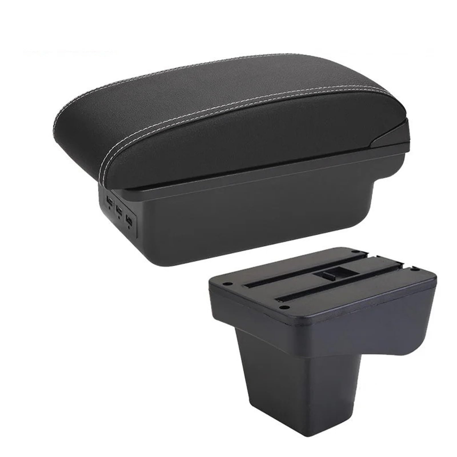 GBGWRMRYX Center Armrest Box For Suzuki For Vitara Car Armrest Retrofit Parts Dedicated Center Storage Box Interior USB Accessories Arm Rest(B3 Black white 3USB)