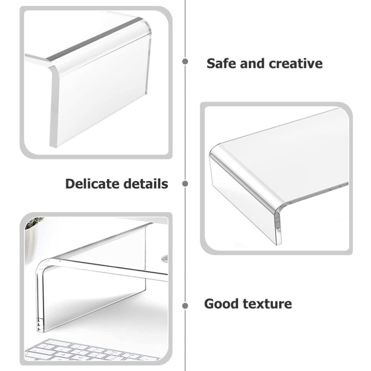 SUPVOX Supporto Organizer Trasparente e Elevatrice Acrilico Base per Monitor Bordo Liscio Laptop e Tastiera da Scrivania per Ufficio e Casa