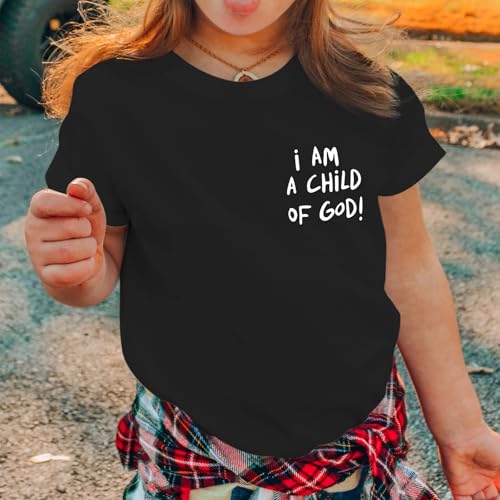 Image of KEEVICI Cute I Am A God of Child Shirt Girls Graphic Tees Christian T Shirts for Kids Jesus Religious Faith Cotton Summer Top