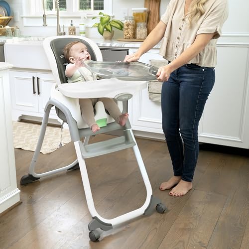 ingenuity full course smartclean 6-in-1 high chair  smartclean eva foam 5 point safety harness 2 dishwasher safe trays  slate