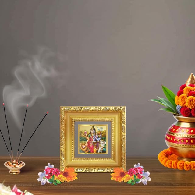 Image of DIVINITI Ardhnarishwara 24K Gold Plated Foil Tabletop Photo Frame for Home Decor, Puja Room, Luxury Gifting | DG Frame 103 S1A (10x10 CM)