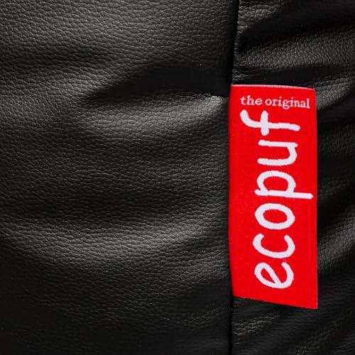 Ecopuf - Pufa Keiko Patchwork - Worek do siedzenia ze sztucznej skóry - Siedzenie z odporną na rozdarcia i plamy torbą - Beanbag z uchwytem - Wypełnienie styropianowe - Czarny E14 - S - 75x70x75cm