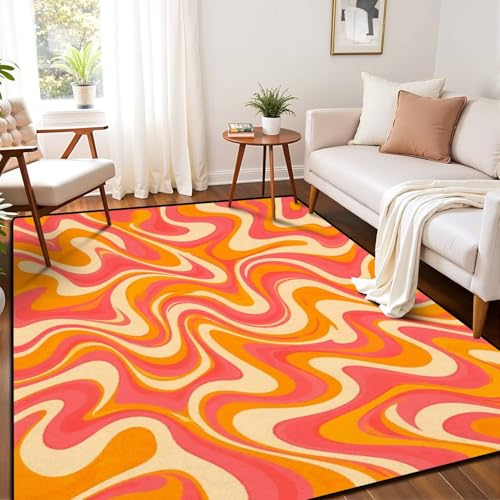 Tapete decorativo 6x9 pies colores naranja y rosa