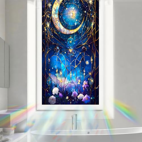 Image of Nuxovilar Frosted Moon Star Pattern Window Glass Film 17.7x39.4 in PVC