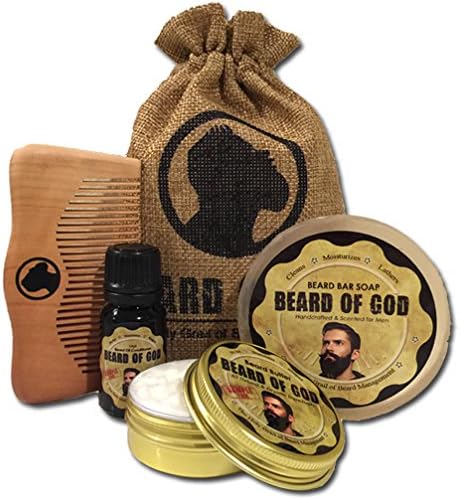 Beard of God Oil + Butter Conditioner + Bar Soap + Wood Comb & Sack • Tobacco Havana • Cuban • 4PC Sample Pack • Organic • Made to Order