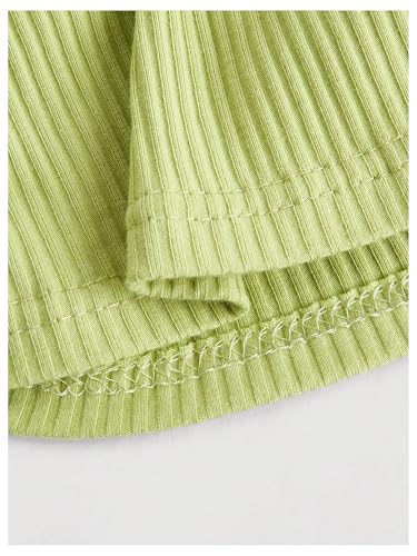 OYOANGLE Girl's Color Block Short Sleeve Halter T-Shirts Ribbed Knit Ruched 2 in 1 Tee Tops4