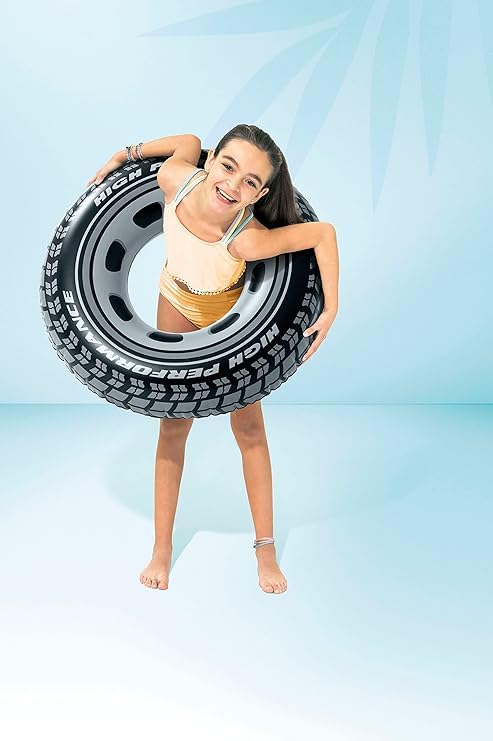 KRIDEZ Swimming Pool Tube for Adults Big Size Cool Wheel Tire Men Swimming Ring Adult Inflatable Pool Float Tube Circle Summer Water Toys (Multicolor) 91cm inflated 2