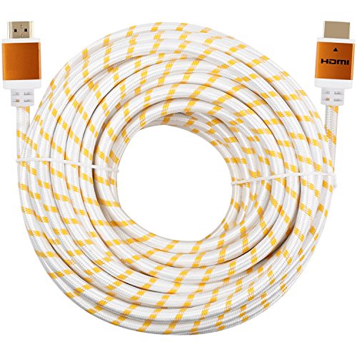 Câble HDMI 30,5 m blanc nylon tressé cordon v1.4 pour PS4 Xbox HDTV 3D