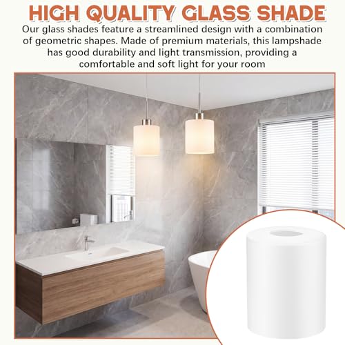 Image of Teenyyou 3 Pcs Frosted Glass Shade Replacements for Pendant Light Fixtures Glass Lamp Shade Cover, 1-5 /8 Inch Fitter, 4 inchw x 4.7 inchh, Replacement Lamp Globe for Chandelier Wall Light Sconce