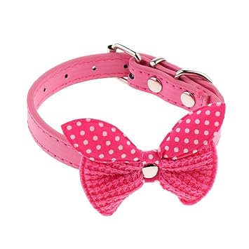 Aswadh Pet Necktie Dog and Cat Neck Strap Collar with Bowtie Rose Red-S