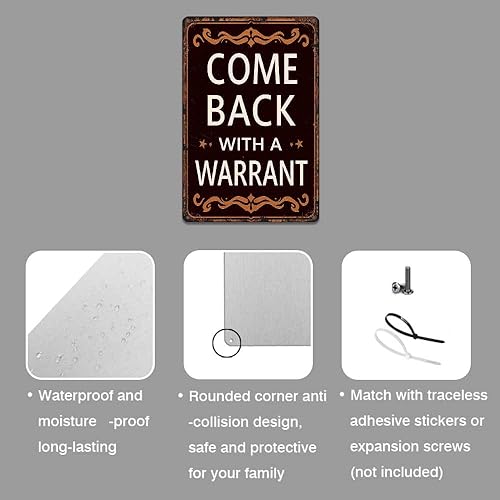 Miniatura 7 de Come Back With A Warrant Vintage Metal Sign Funny Metal Tin Signs 8x12 Inch Aluminum Retro Poster-For Living Bathroom Room Kitchen Bedroom Patio