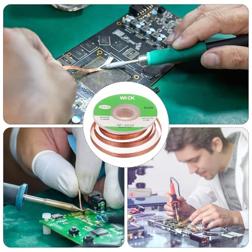 Image of MECCANIXITY Solder Wick Braid No-Clean Desoldering Wick Braid 0.12 Inch Width 10 Feet Length for Remove the Solder Electrical Components 3 Pack