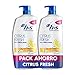 H&S Citrus Champú Anticaspa clínicamente probado, champú pelo graso, pelo libre de caspa, 72 horas de protección, botella reciclable, 40% envase plástico reciclado, cuidado suave del pelo, 1800 ml