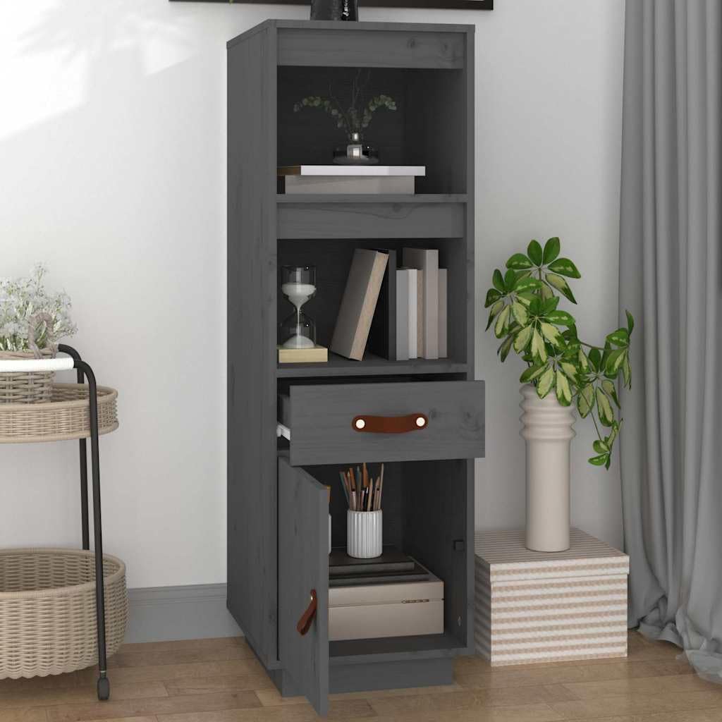 Armadietto Highboard grigio, 34 x 40 x 108,5 cm, in legno massello