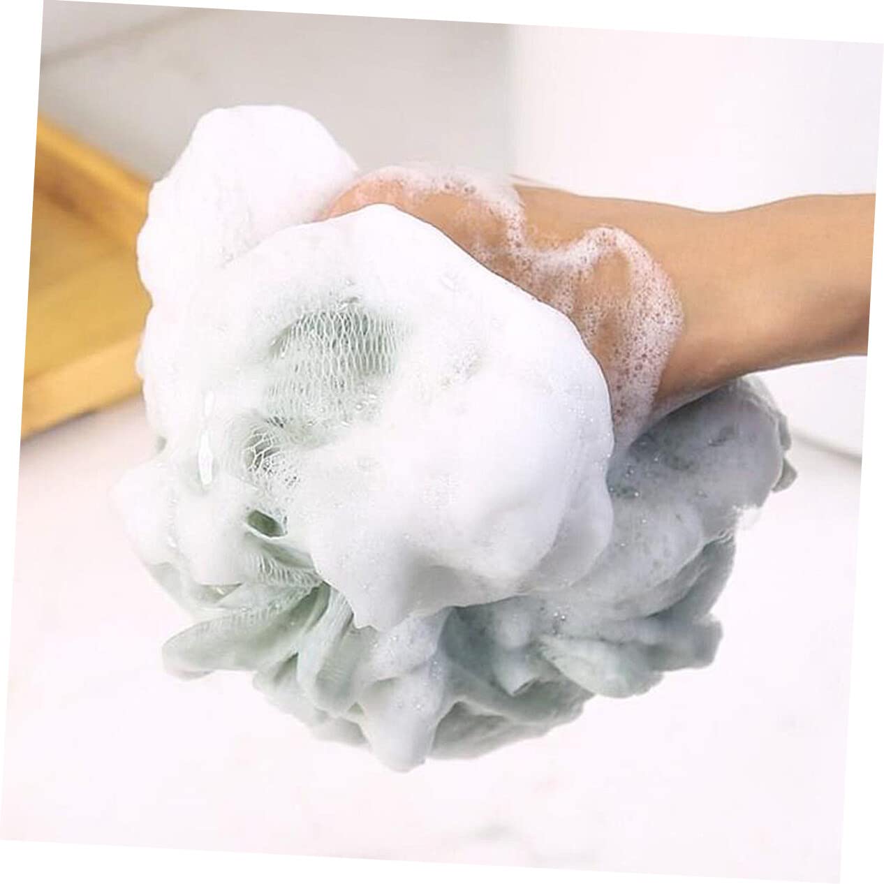 Alipis 8pezzi Palla Da Doccia in Pe Resistente Scrub Esfoliante Per Corpo Accessori Bagno Design Cordino Bianco Grigio Verde