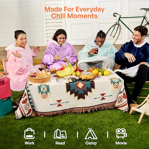 Giggling Getup Wearable Blanket Hoodie for Women Men Gifts for Women Mom Wife Sherpa Fleece Hooded Blanket Sweatshirt Warm Cozy Sherpa Wearable Throw with Pocket and Sleeves for Adult Oversize Violet