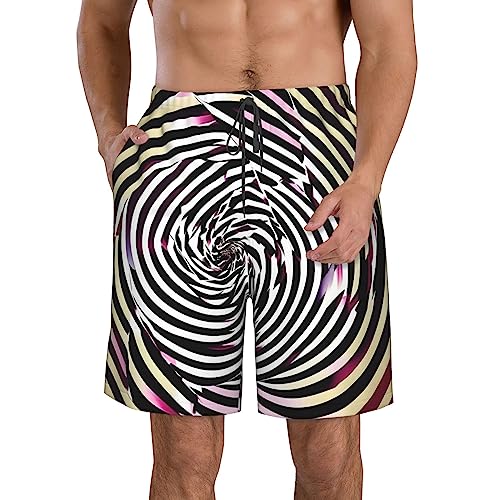 Spiral Optical Illusion GIF Men Mens Shorts Casual Waist Drawstring Summer Beach Workout Shorts with 3 Pockets
