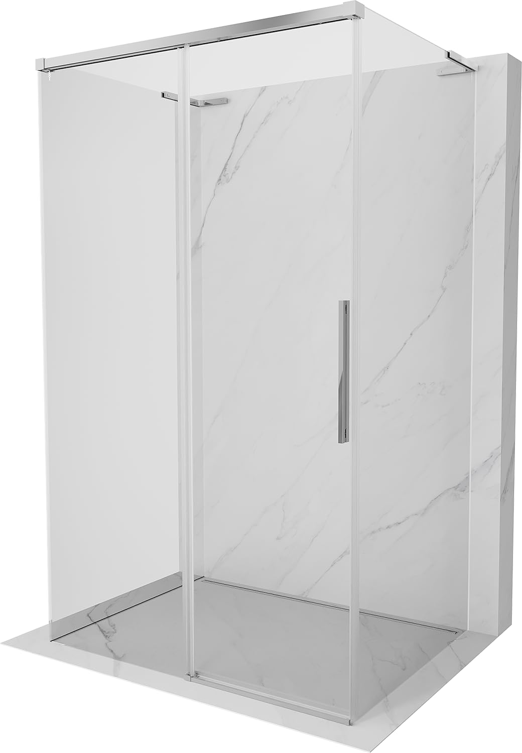Mexen Rox-3S L - Box doccia a tre pareti con porta scorrevole, 130 x 95 cm, vetro trasparente 8 mm, finitura cromata