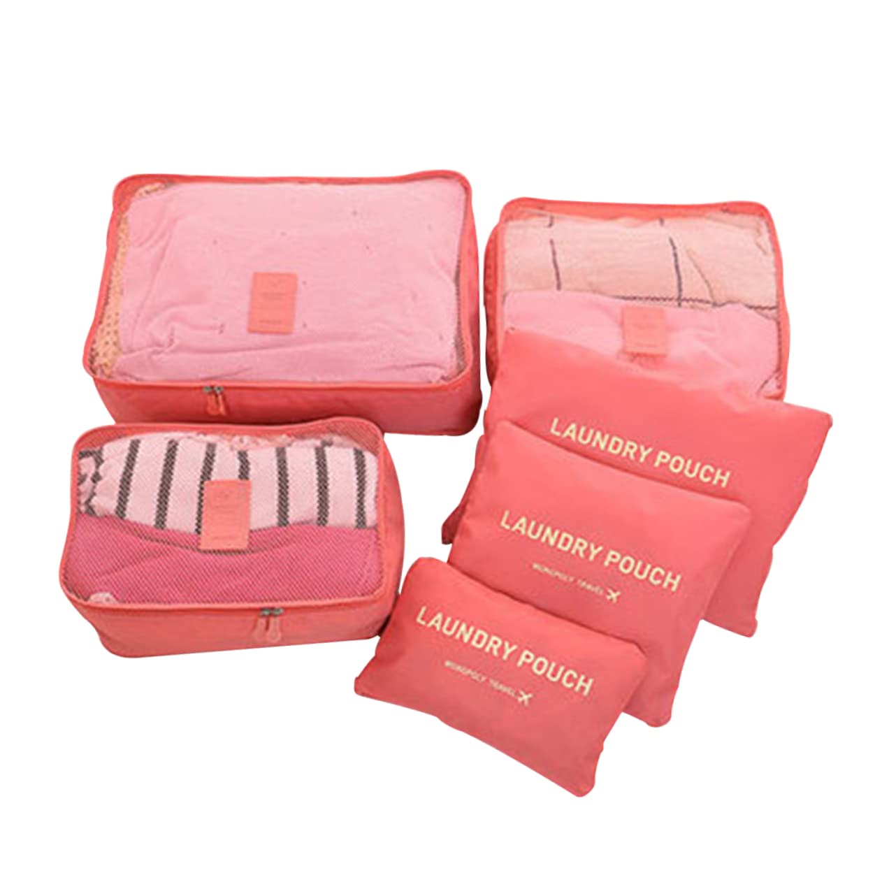SOIMISS 12pezzi Sacchetti Salvaspazio Per Viaggi Cubi Organizzatori Resistenti Rosso Anguria Con Borsa Per Lavanderia Per Abbigliamento e Accessori Perfetti Per Famiglie e Viaggi Lungo