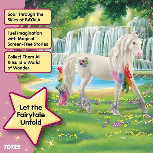 Image of Schleich Bayala - Rainbow Love Unicorn Stallion - Kids Ages 5+ | 70725 | Unicorn Figurine, Fantasy Toy for Girls 5+, Magical Collectible, Screen-Free Imaginative Pretend Play, Fairy Animal Figure