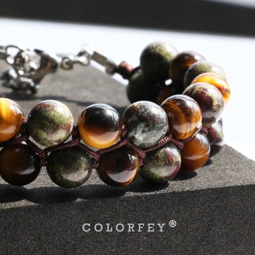 Authentic Tiger Eye Stone Bracelet for Men, Handmade Mens Bracelet Premium Tiger Eye Dragon Bloodstone Bead Bracelets Double Wrap, 7.5" Energy Tiger Eye Crystal Stone Jewelry for Men Women4