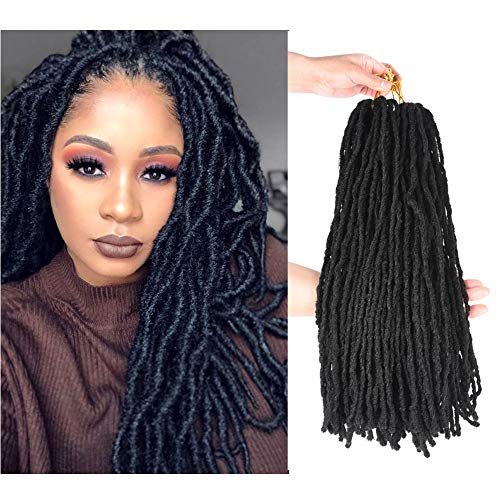 Refined Hair 6Packs 20Inch Soft Dreadlocs Crochet Braids Mambo Twist 12Strands Synthetic Dreads Faux Locs Crochet Braid Hair Braiding EXtensions (natural black)