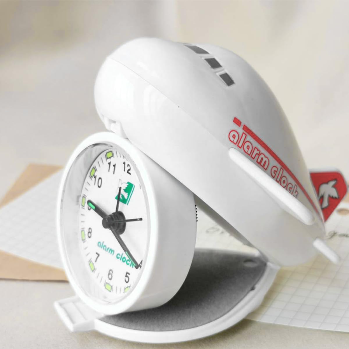 Kreativer Faltbarer Flugzeug wecker Analog Leise Ticken Kompakt für Schlafzimmer Nachttisch Timer Geschenk Rot