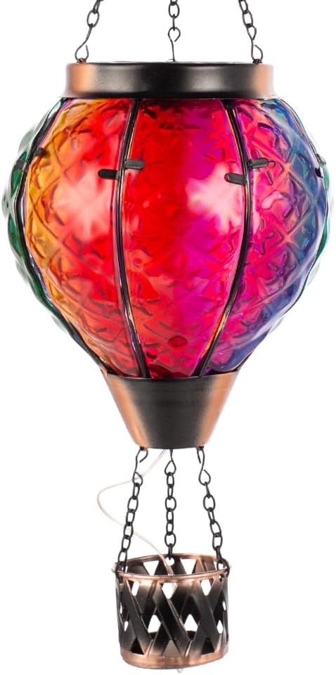 Hot Air Balloon Solar Lantern with Flame Light Solar Lanterns Outdoor Hanging Solar Lanterns Outdoor Waterproof LED for Garden Patio Decor Mothers Day Gift
