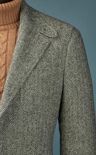 Classic Mens Grey Wool Blend Tweed Herringbone Sports Tuxedo Blazer Prom Groom Suit Jacket Coat4