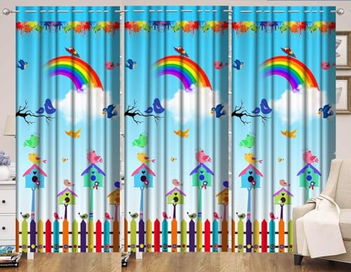 Image of Kids Room Curtains for Home Decoration /Playway School parde for Window 5 Feet Long Set of 1 Pc, Rainbow Design