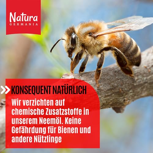 Natura Germania® Neemöl 1000ml mit Waschnußextrakt mit Sprühflasche und Messbecher - Ergibt 100 LITER sprühfertige Lösung - Neem Spray zur natürlichen Pflanzenpflege für Zimmerpflanzen/Gartenpflanzen